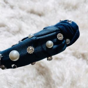 Elegant Denim Embellished Headband